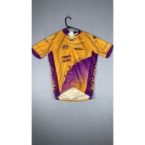 Pactimo Cycling Jersey Womens XS‎ Yellow Purple Team Jude Bike MS Short Sleeve